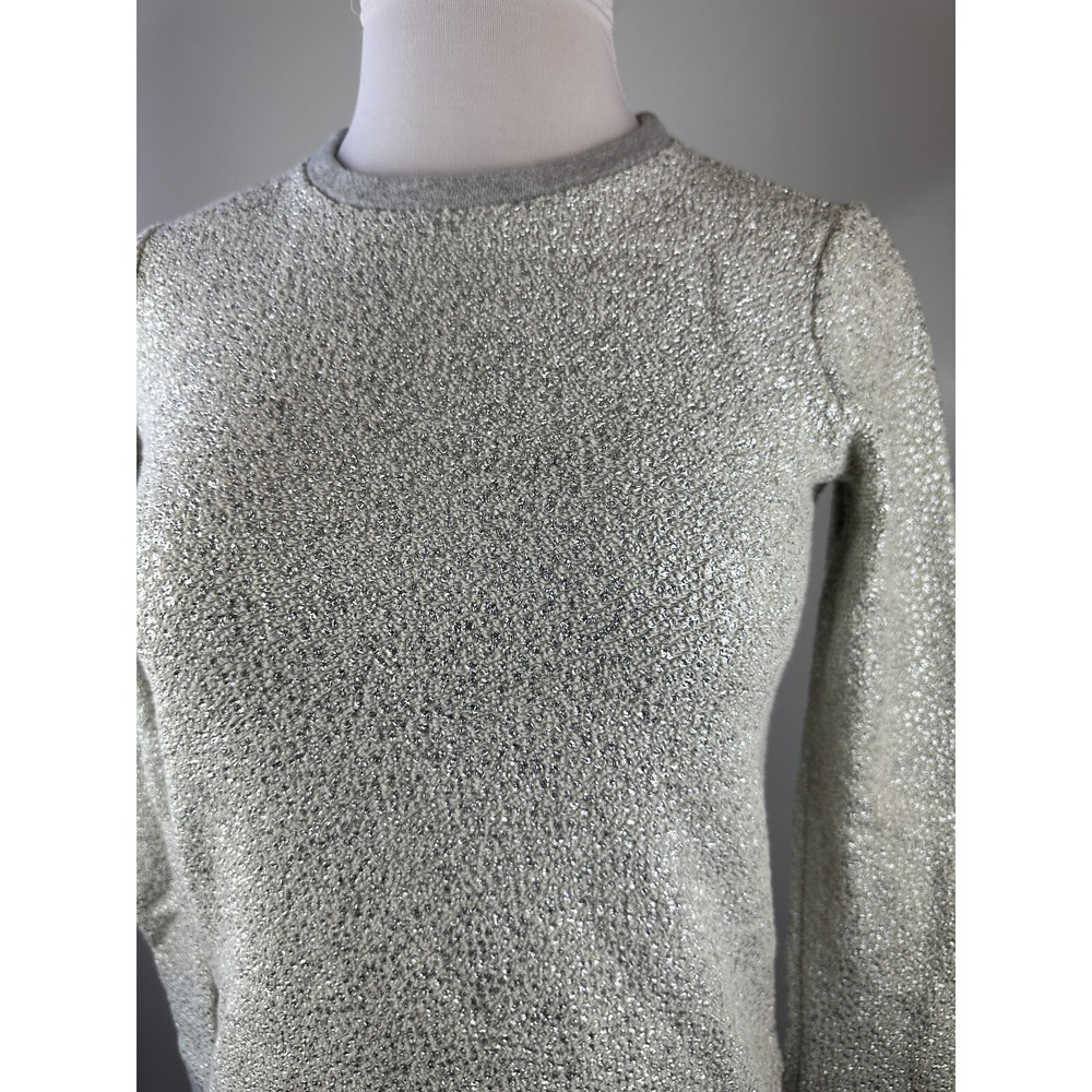 New Anthropologie x Dolan Left Coast Shine Sweater Silver Textured Pullover XS - Picture 4 of 16